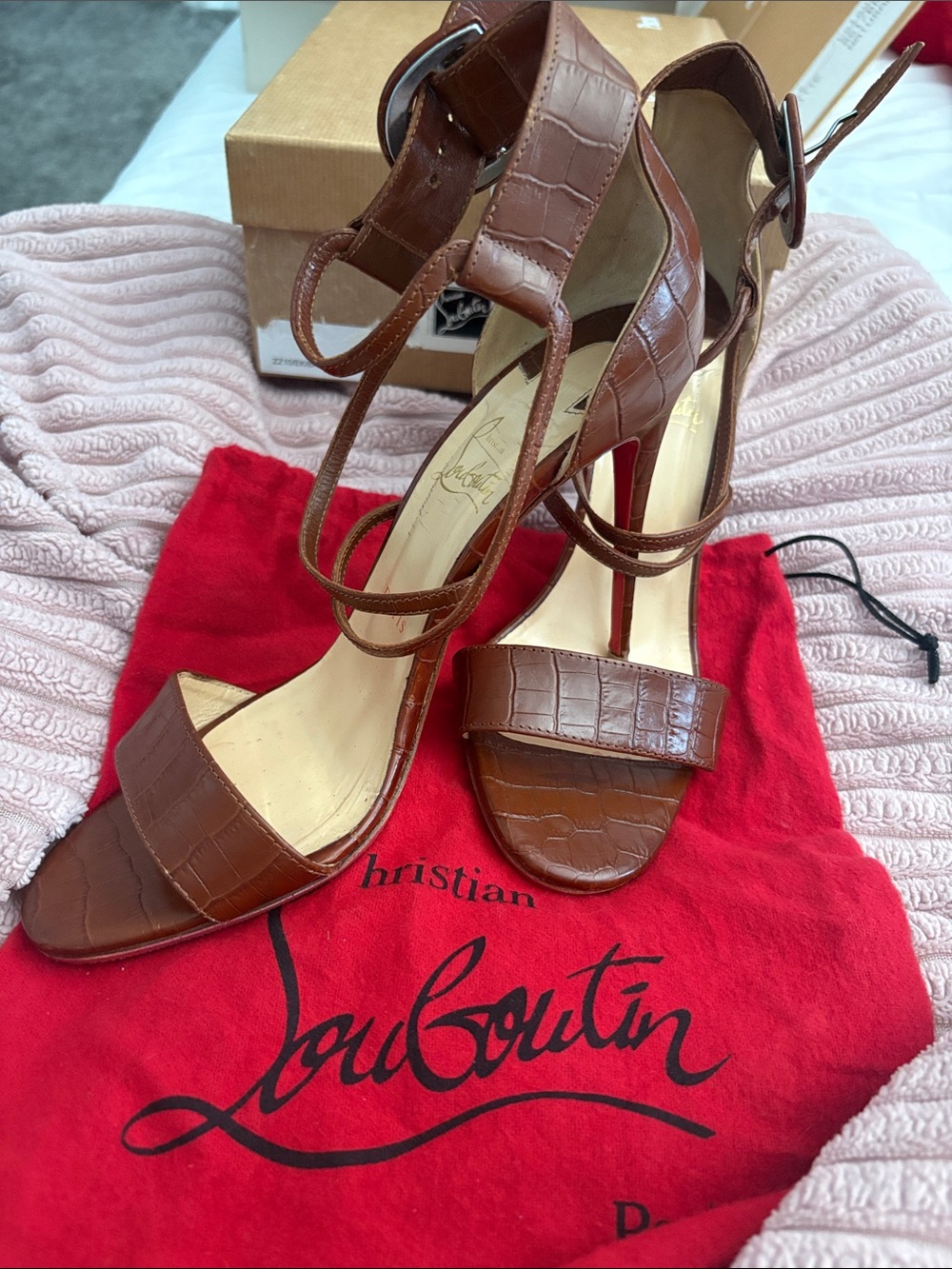 Christian Louboutin CHOCA 100 CALF NIL croc-embossed Heels 39 1/2 heels 4β. - Picture 10 of 11
